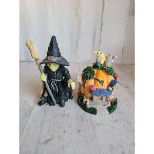 Vintage witch haunted house mini figure decor Halloween set moon